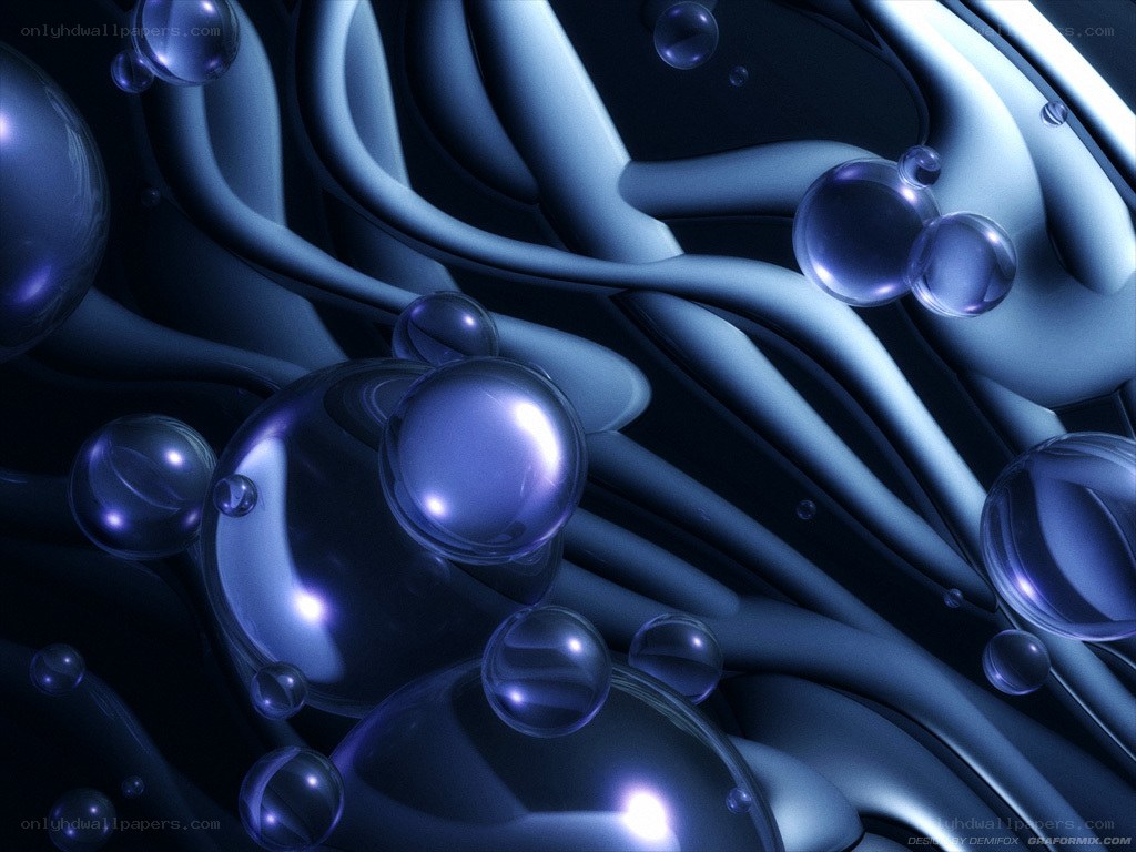 Blue liquid bubbles abstract