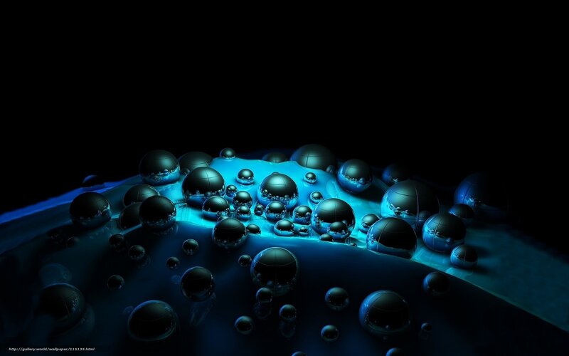 Blue liquid bubbles on dark surface