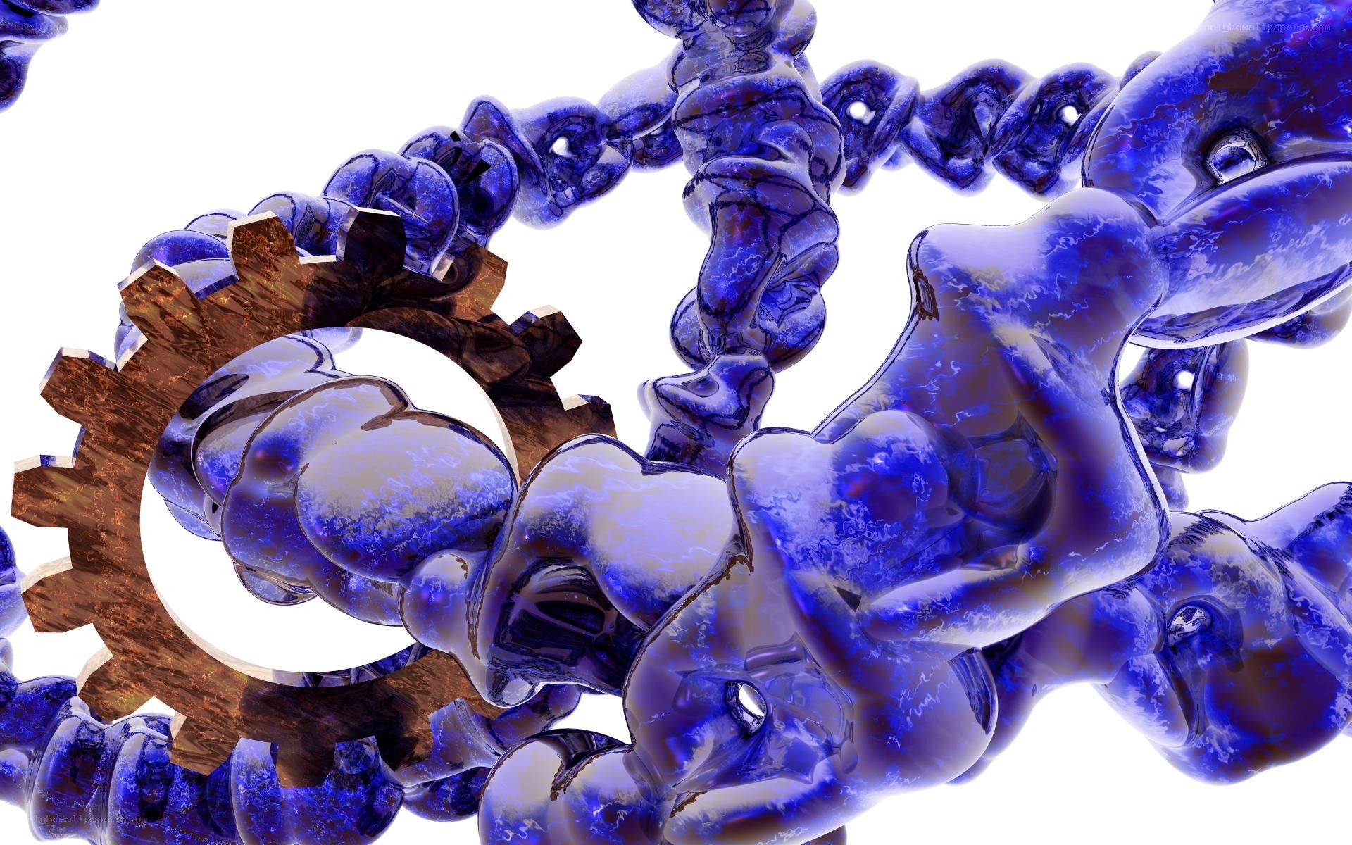 blue liquid gears animation