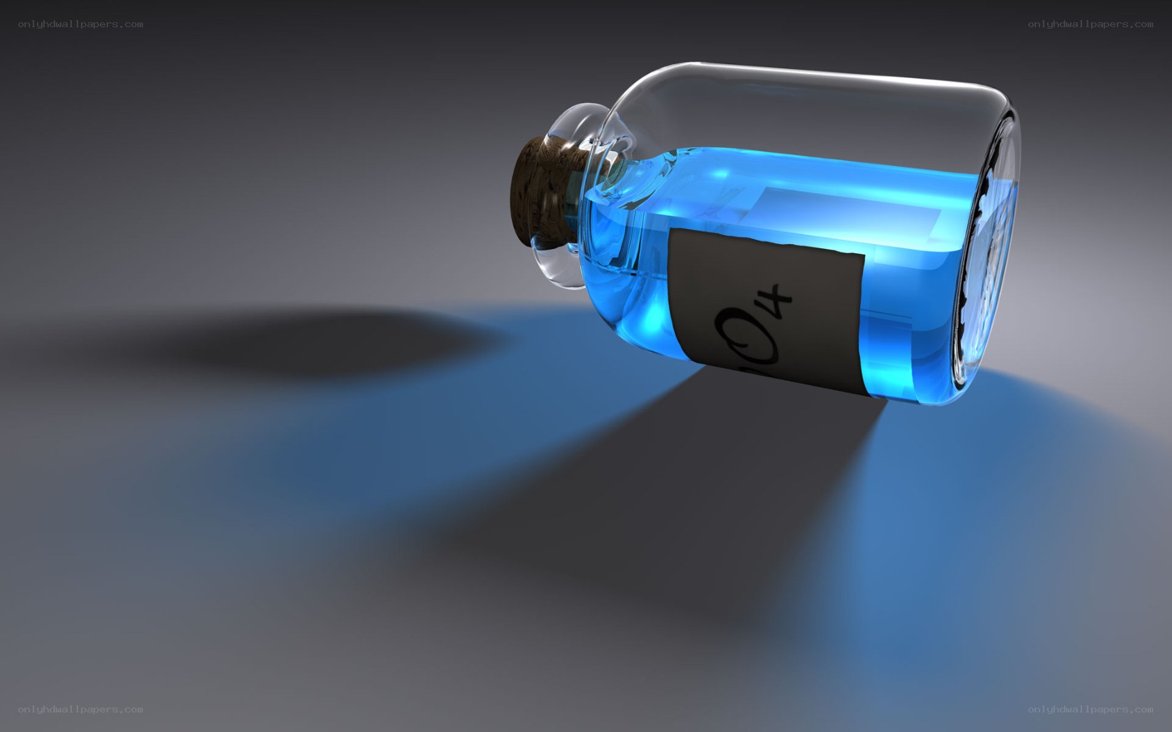 blue liquid in a bottle