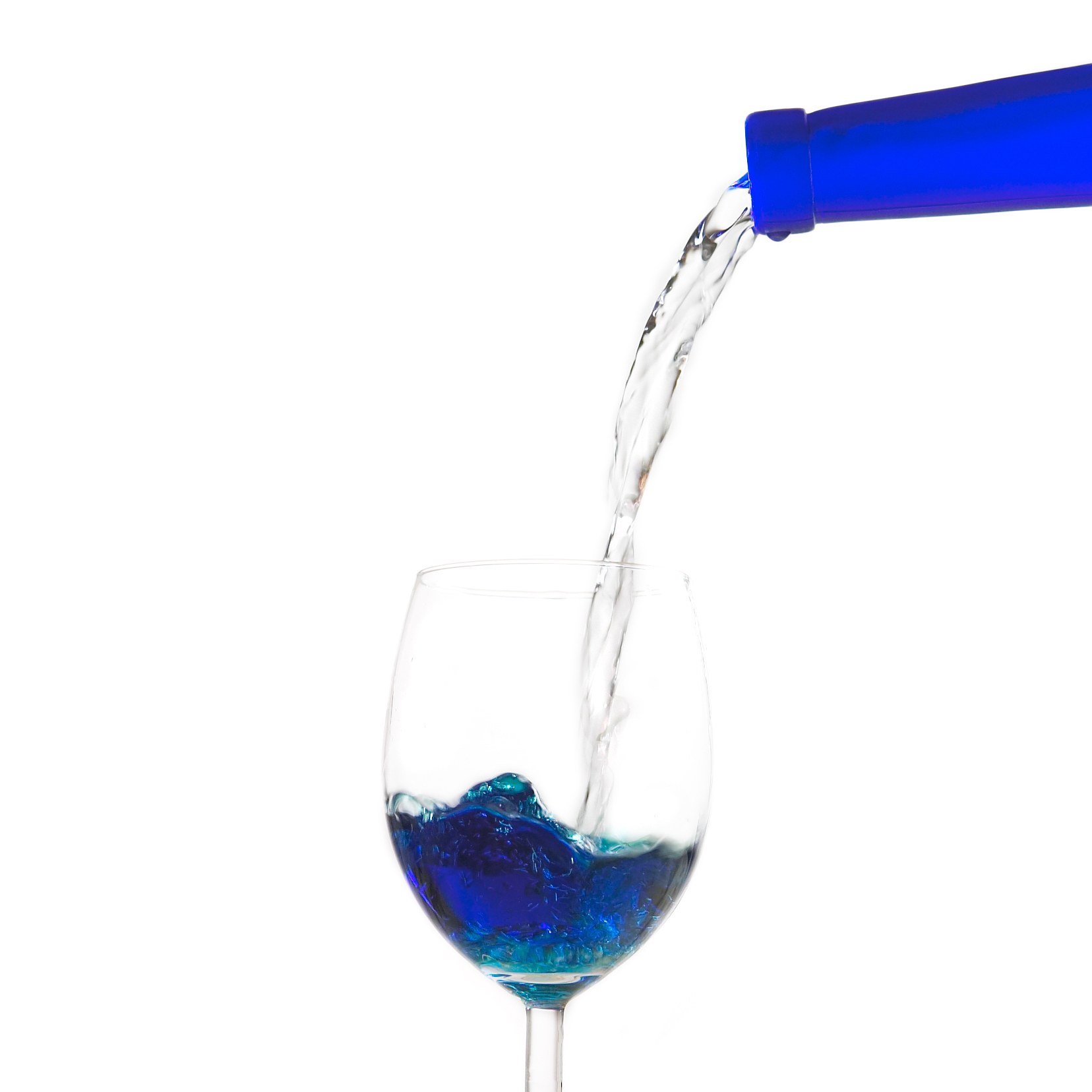 blue liquid poured into glass