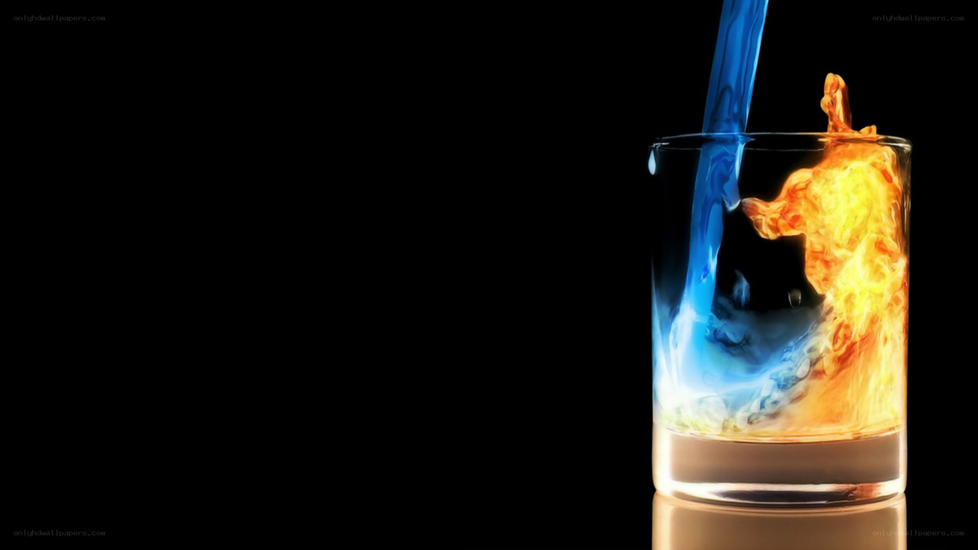 blue liquid pouring into glass