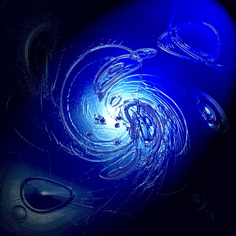 blue liquid swirls and bubbles