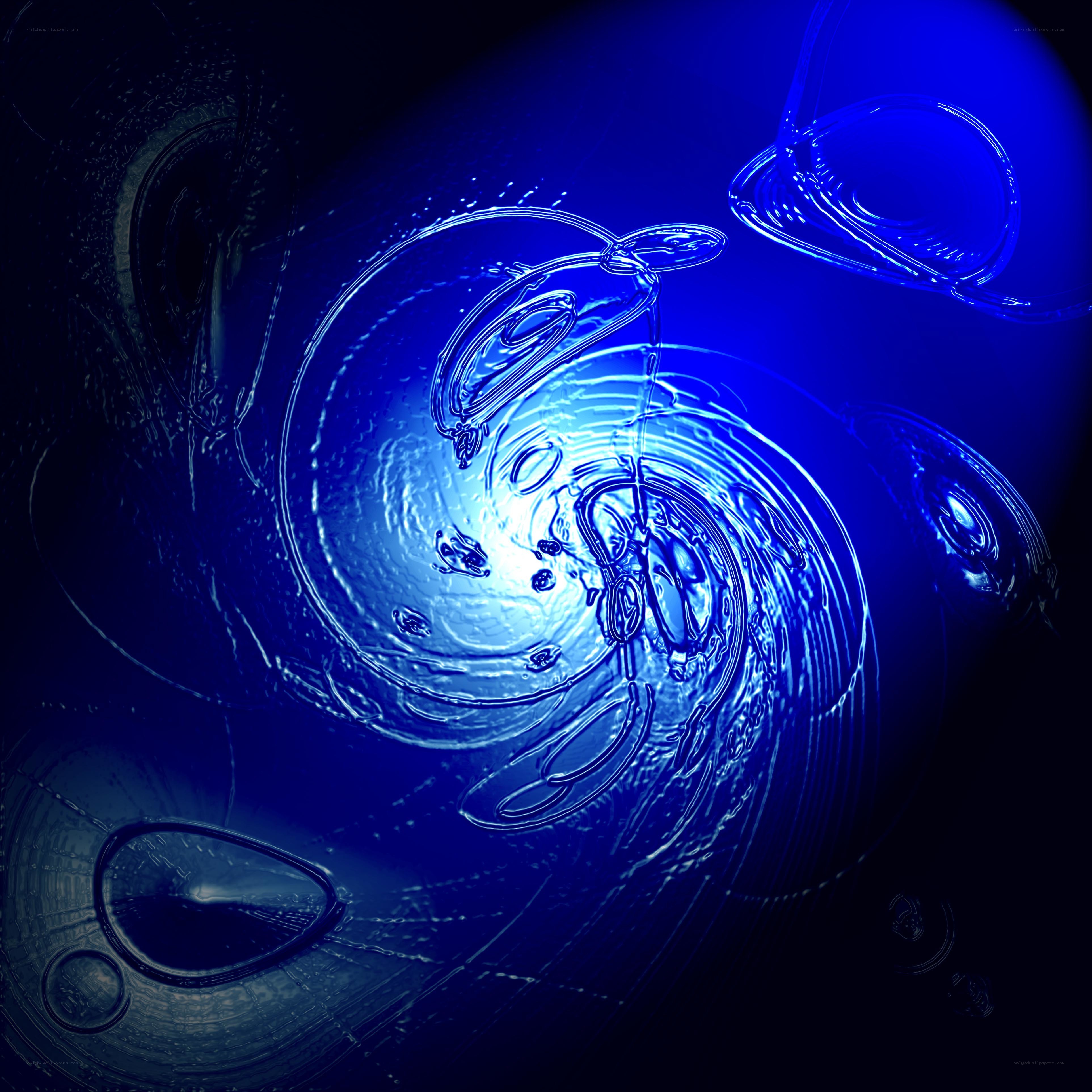 blue liquid swirls and bubbles