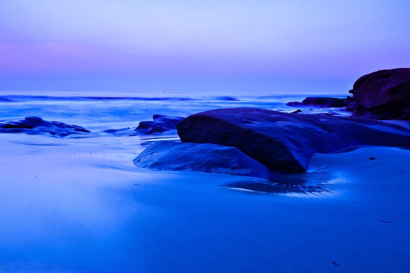 Blue-lit Beach Rocks