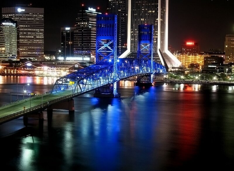 Blue-lit Bridge at Night — Blue, Dramatic