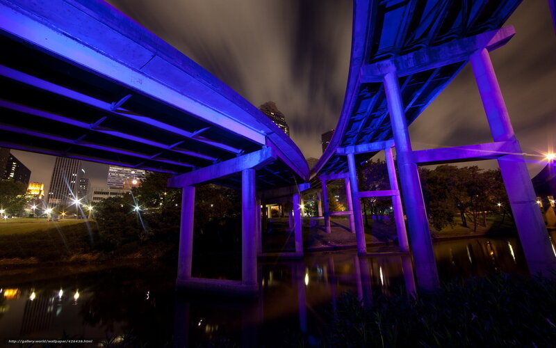 Blue-lit Bridge at Night — Purple