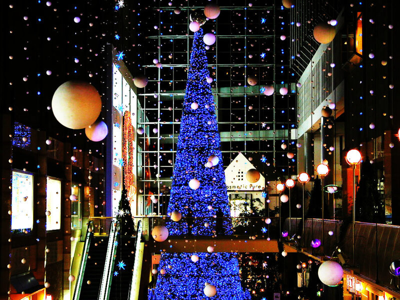 Blue-lit Christmas Tree — Blue