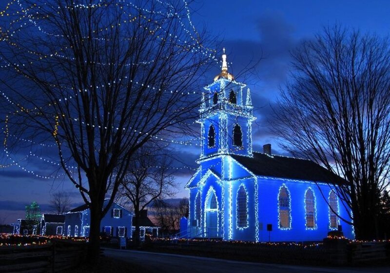 Blue-lit Church at Night