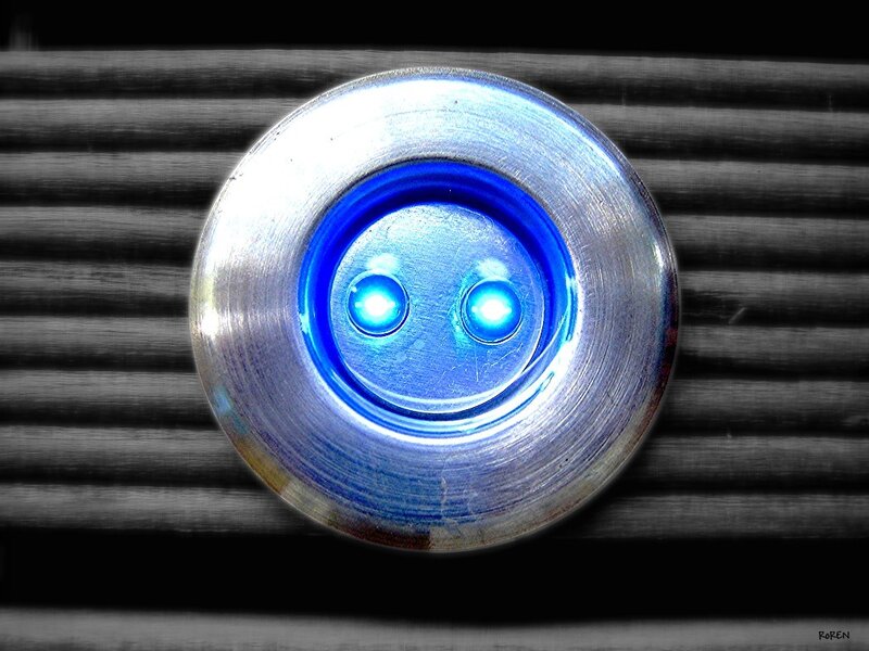 Blue-lit circular button