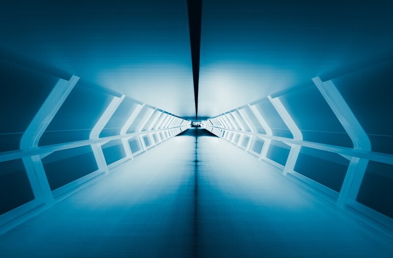 Blue-lit Corridor — Blue