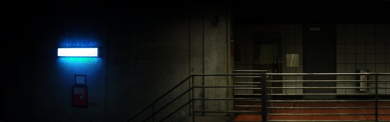 Blue-lit Corridor