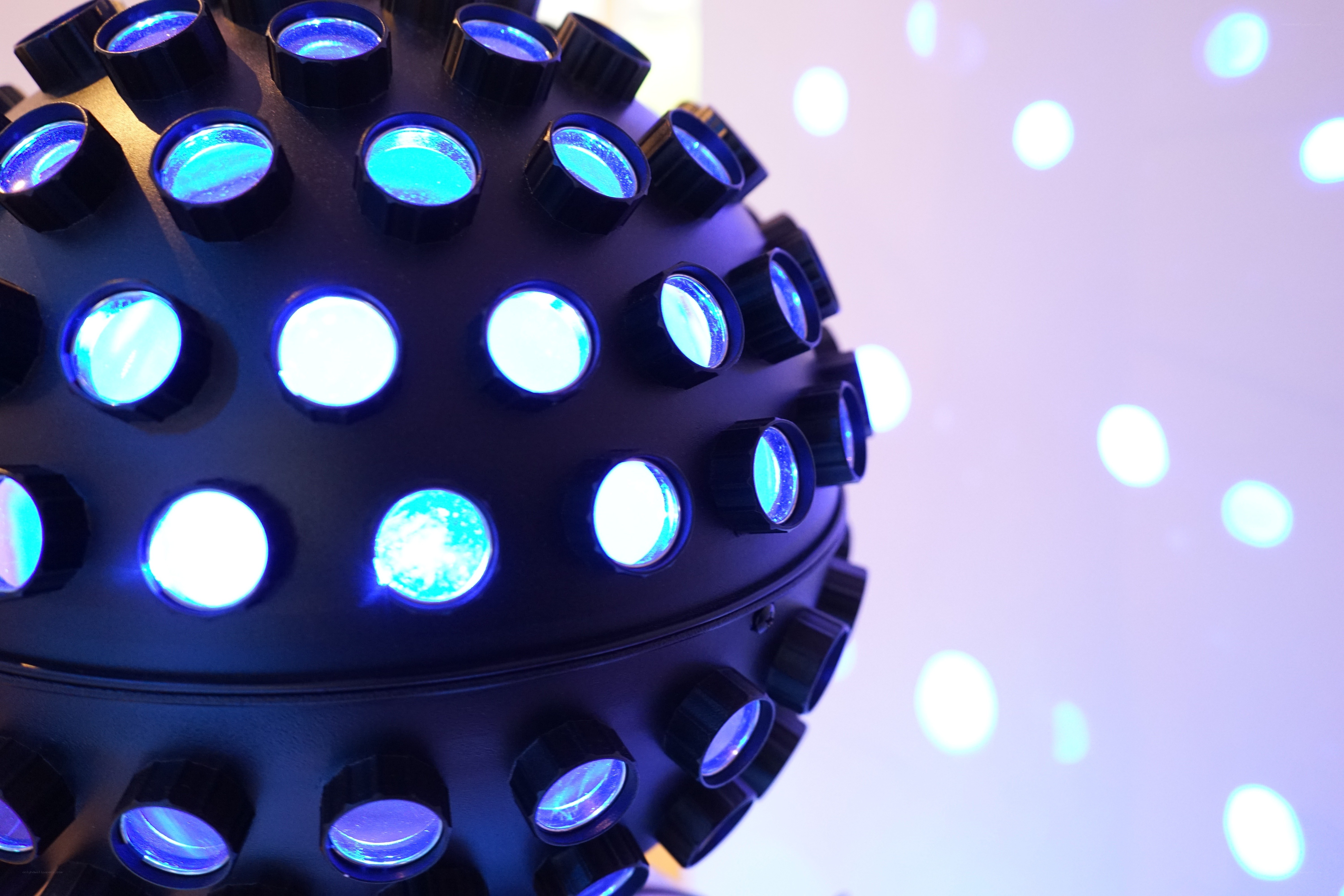 blue-lit disco ball