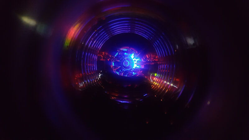 Blue-lit Fan Inside Tube