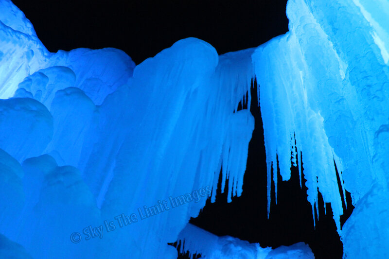 Blue-lit Ice Formations