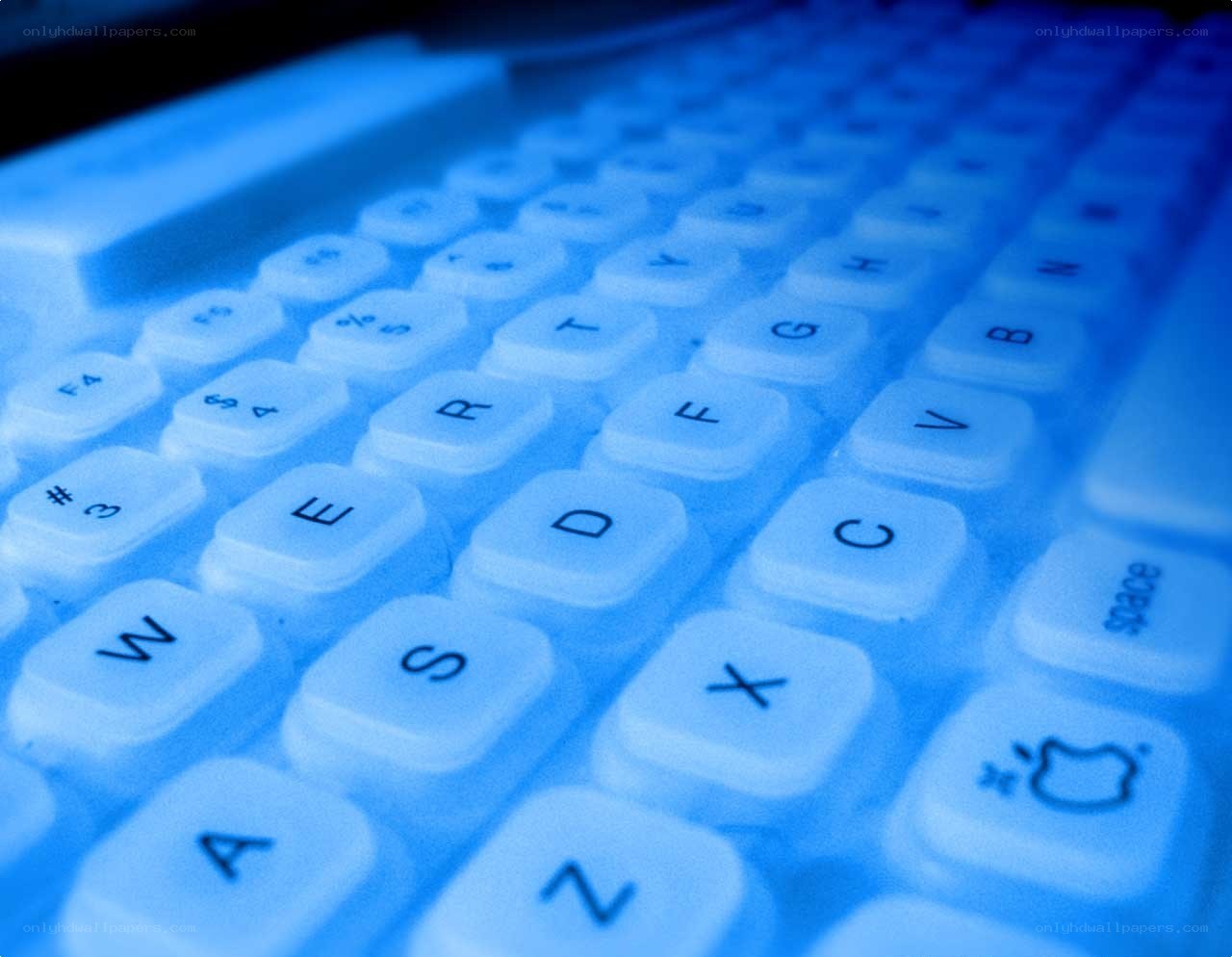 blue-lit keyboard close-up