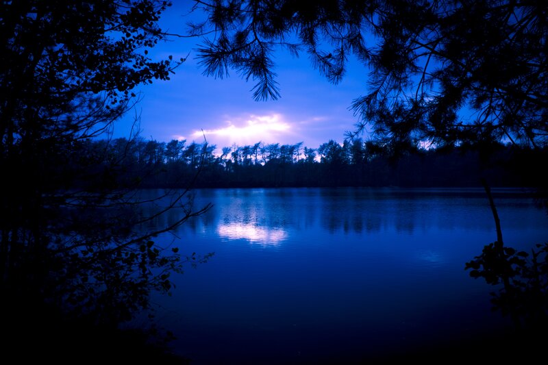 Blue-lit Lake at Dusk