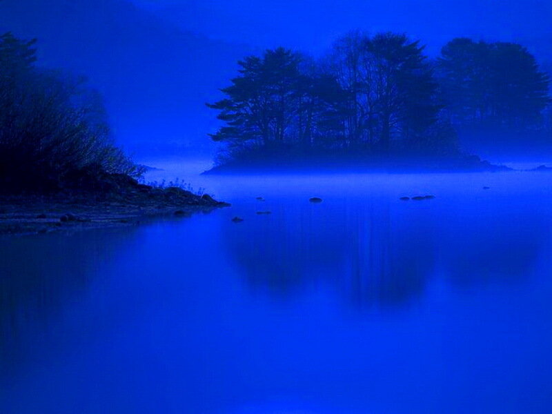 Blue-lit Lake at Night — Blue