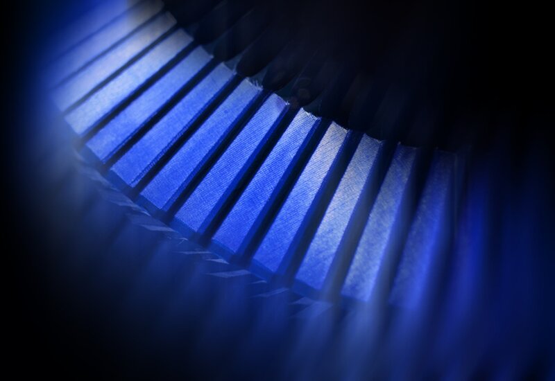 Blue-lit Piano Keys
