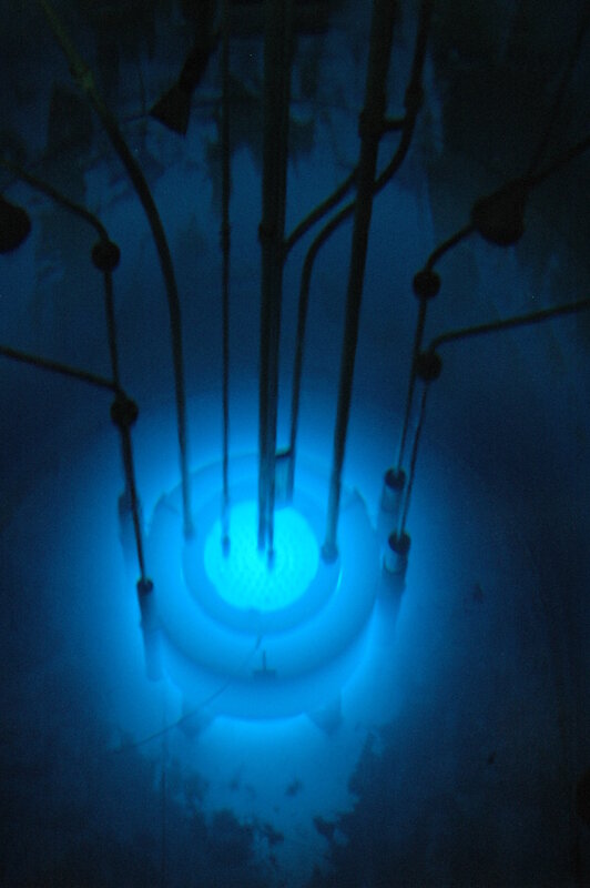 blue-lit reactor core