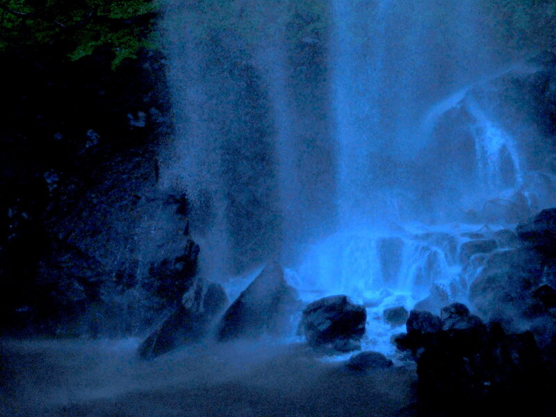Blue-lit Waterfall