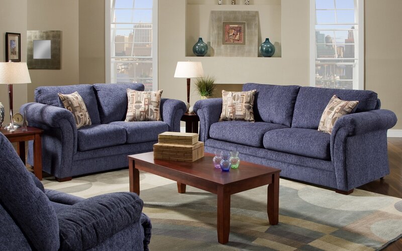 Blue living room furniture set