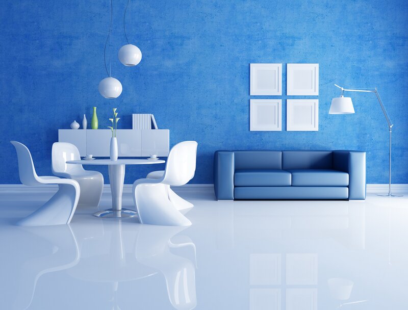 Blue Living Room Interior — Modern