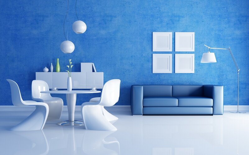 Blue Living Room Interior