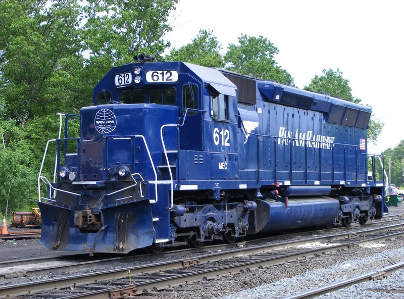 Blue Locomotive on Tracks — Calm