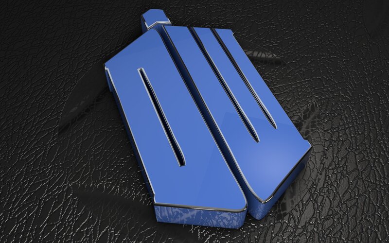 Blue Logo on Black Surface