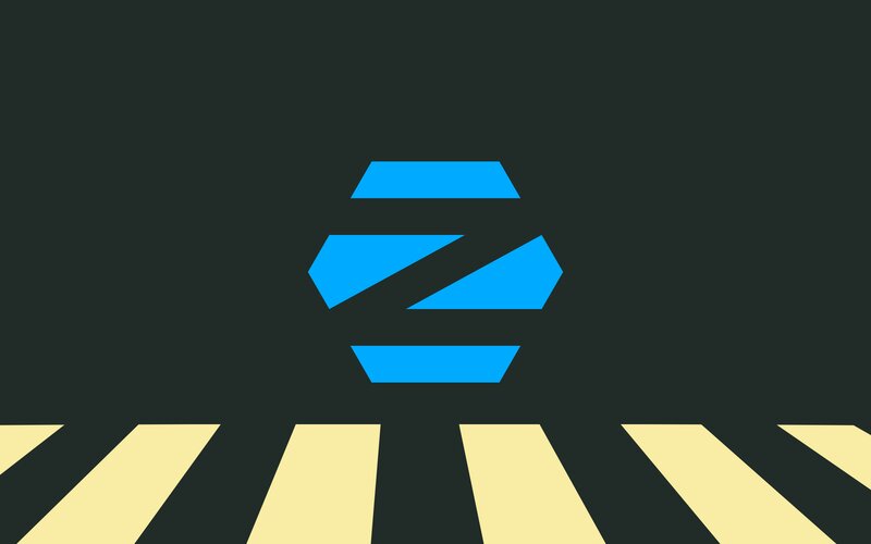 Blue Logo on Dark Background — Black, Minimalist, Vector Art