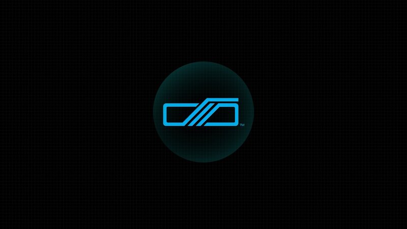 Blue Logo on Dark Grid — Black