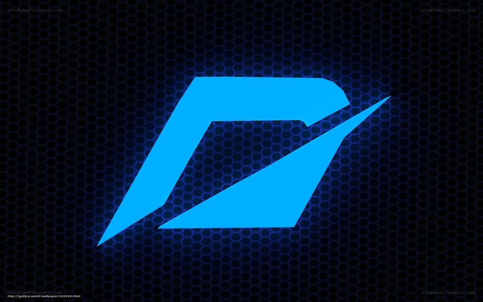 blue logo on hexagonal background