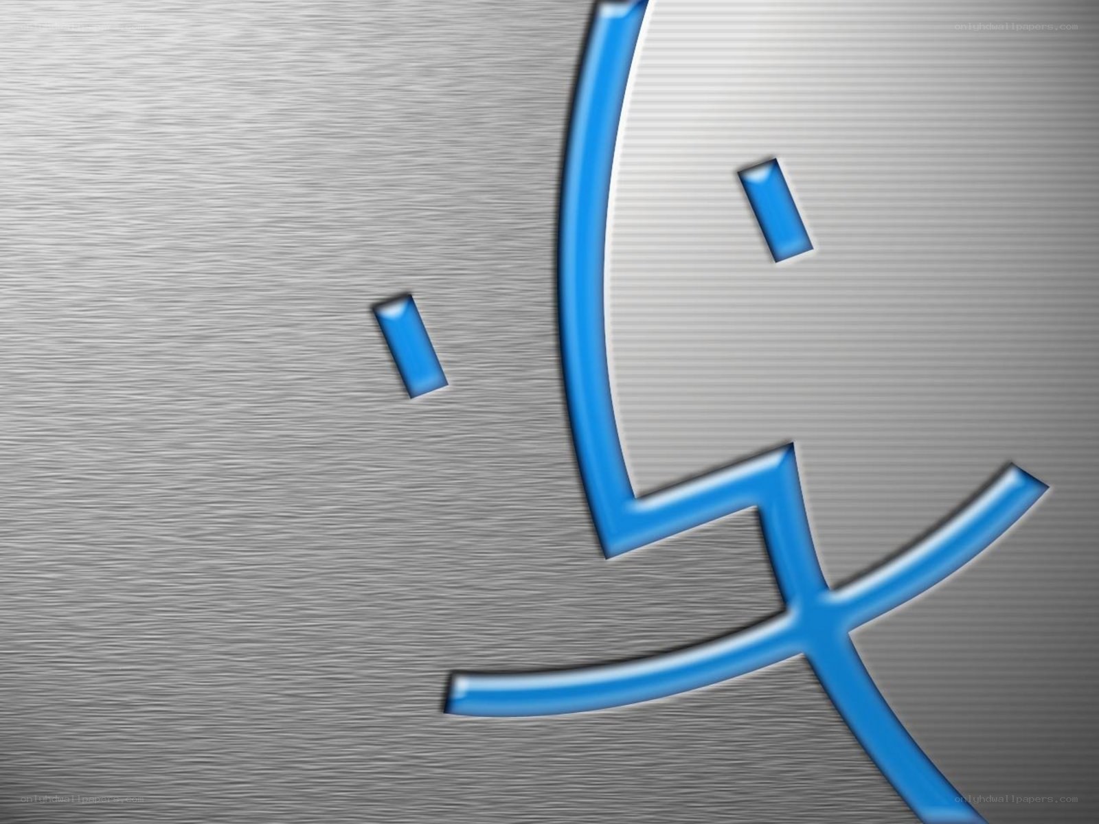 Blue logo on metal background