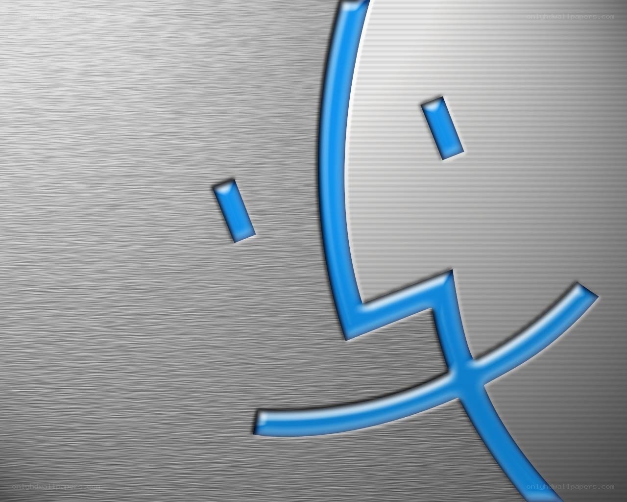 blue logo on metal background