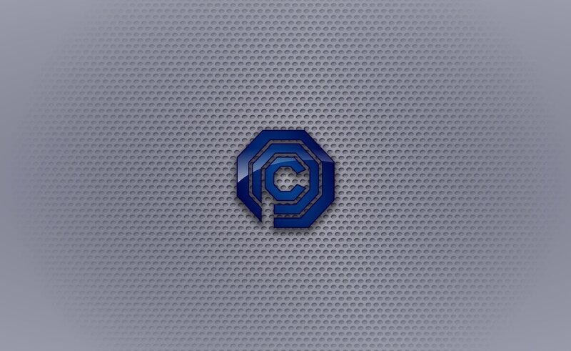 Blue Logo on Metal