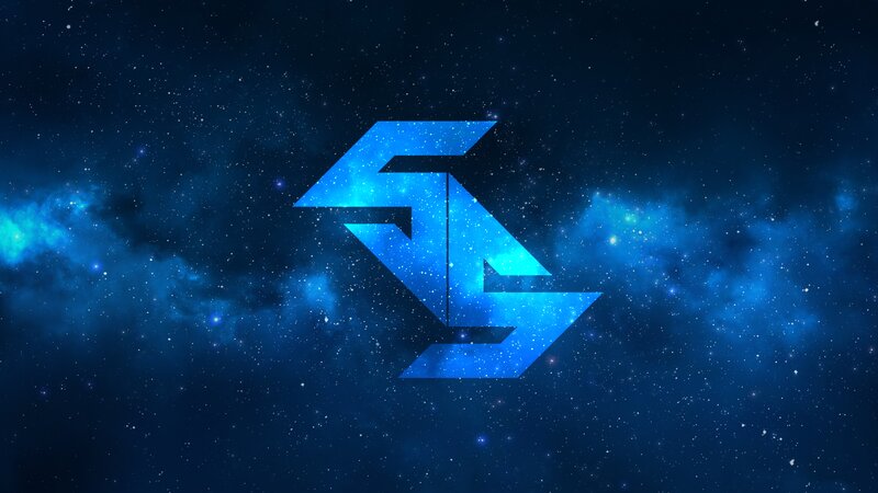 Blue Logo on Space Background