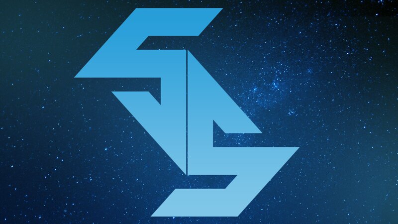 Blue Logo on Starry Background