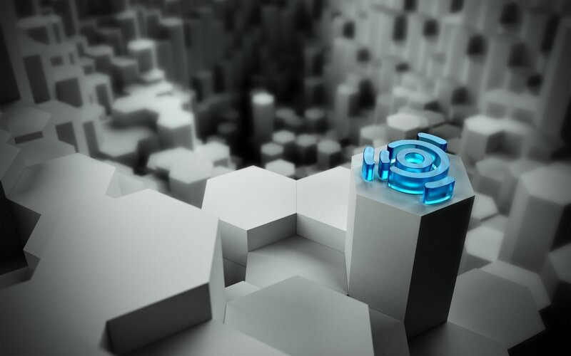 Blue Logo on White Block