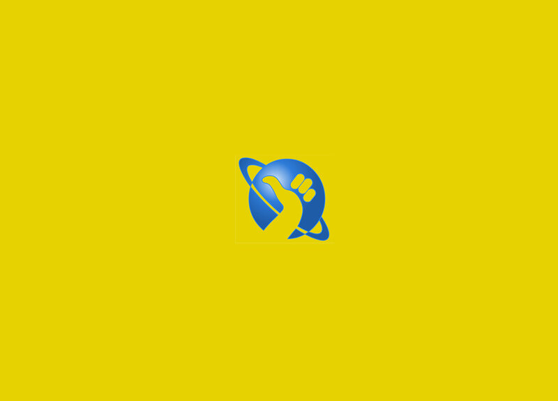 Blue Logo on Yellow