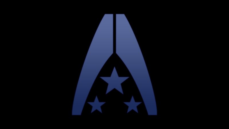 blue logo with stars