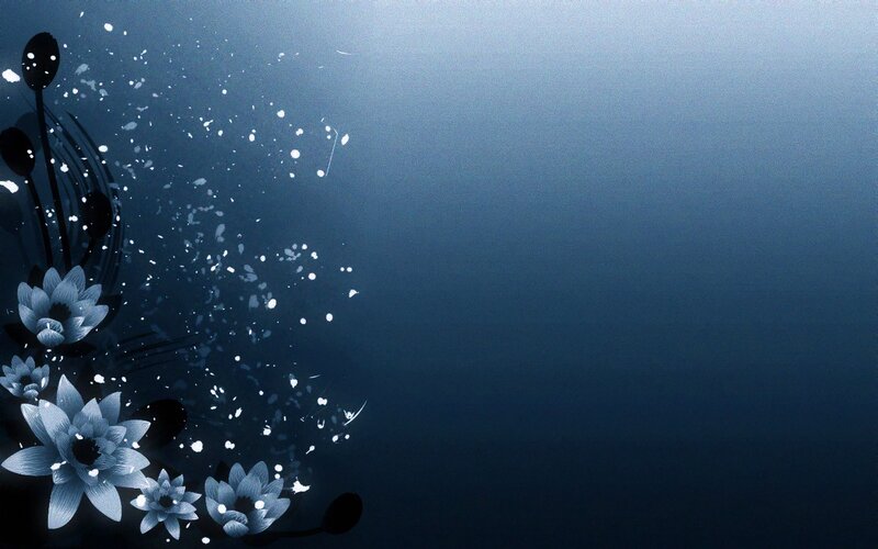 Blue Lotus Flowers — Serene, Digital Art, Splashes, Dark Background
