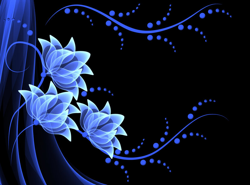 Blue Lotus Flowers — Serene, Digital Art