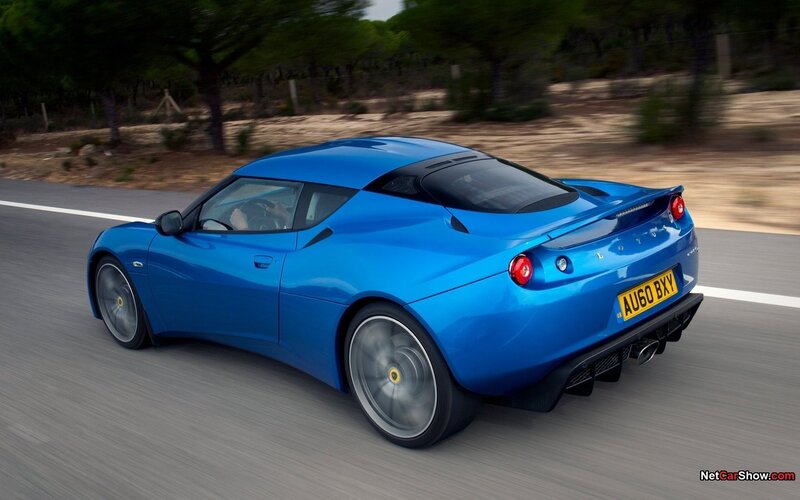 blue lotus sports car in motion
