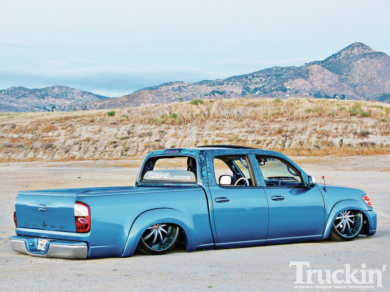 Blue Lowered Pickup Truck