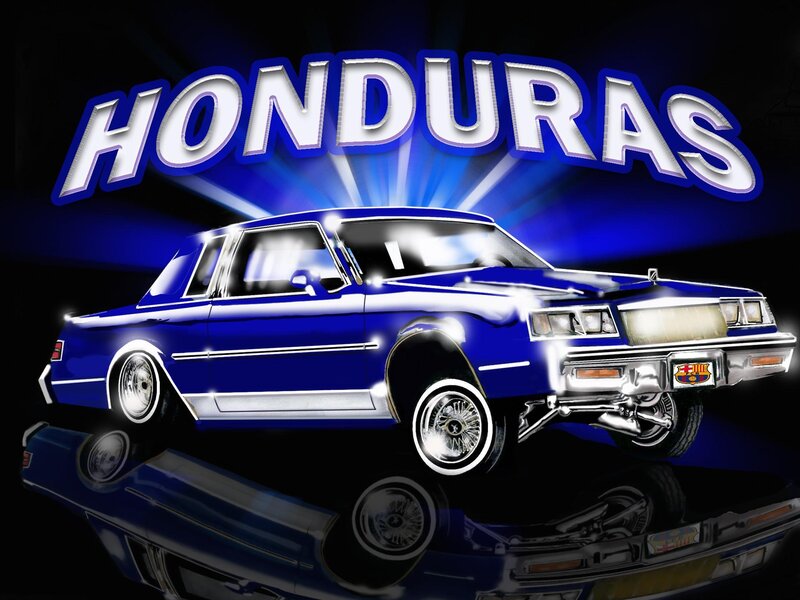Blue Lowrider Car — Dramatic, Night