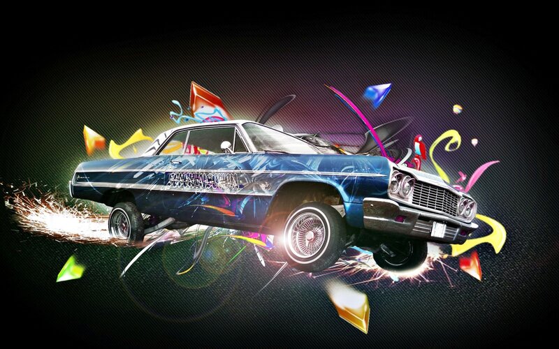 Blue Lowrider Car — Dynamic