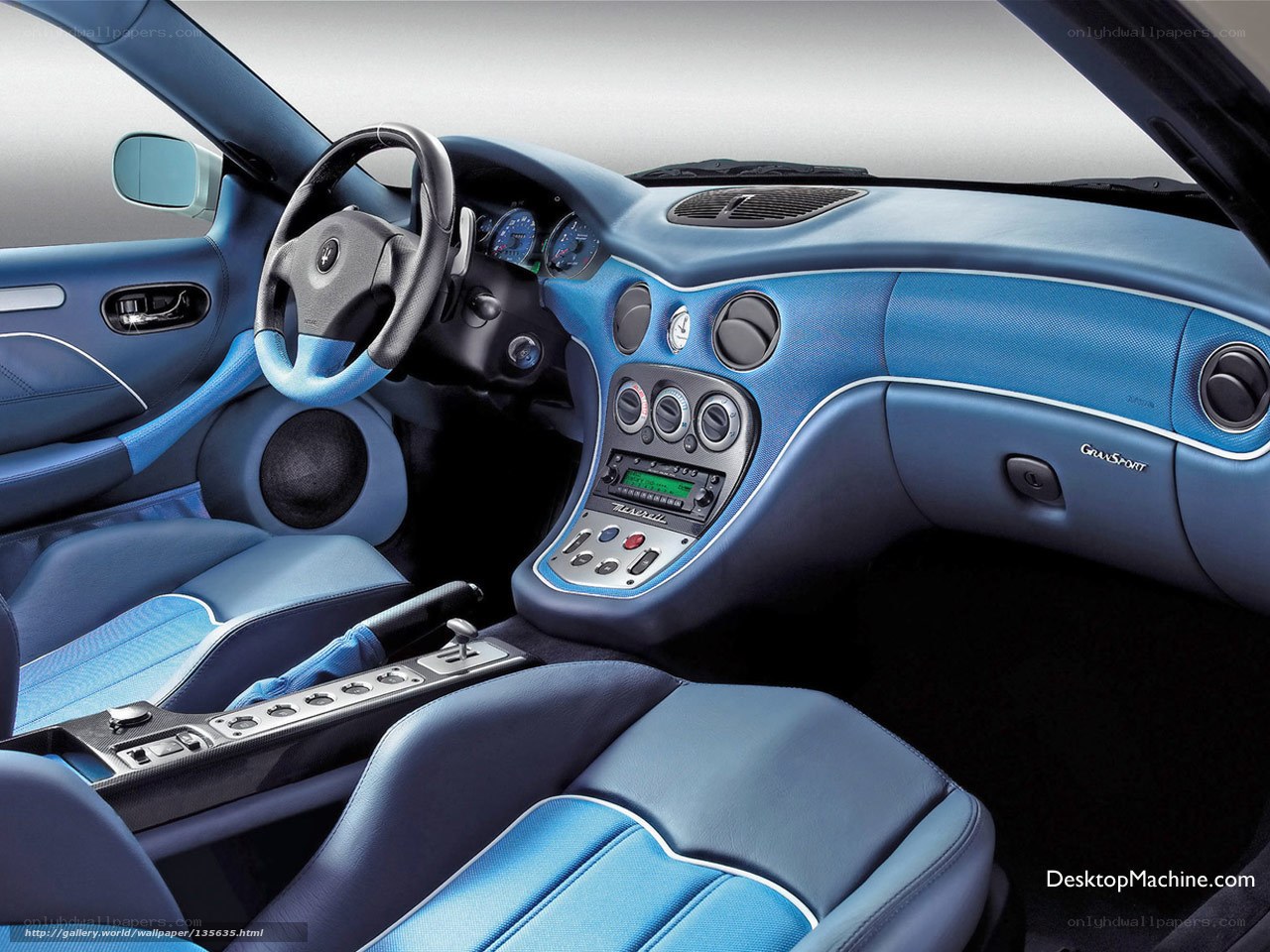 blue luxury car interior
