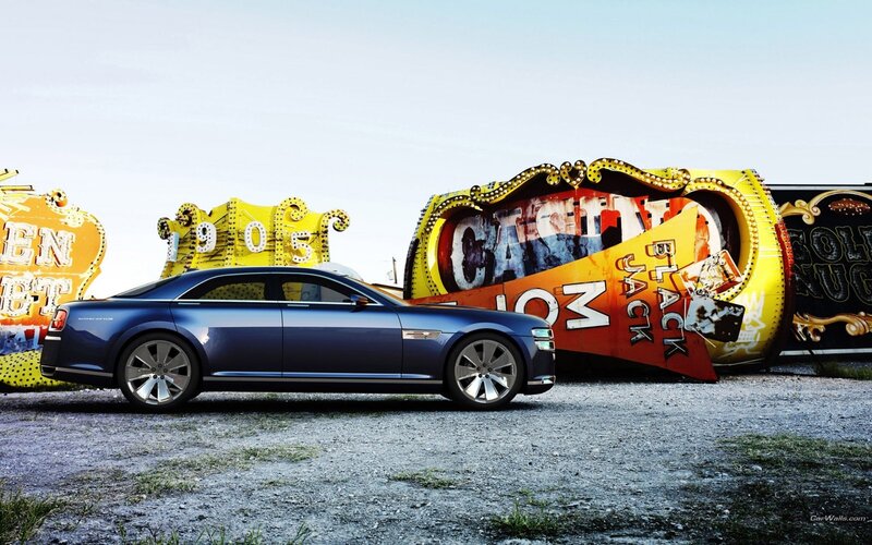 blue luxury car with vintage signs