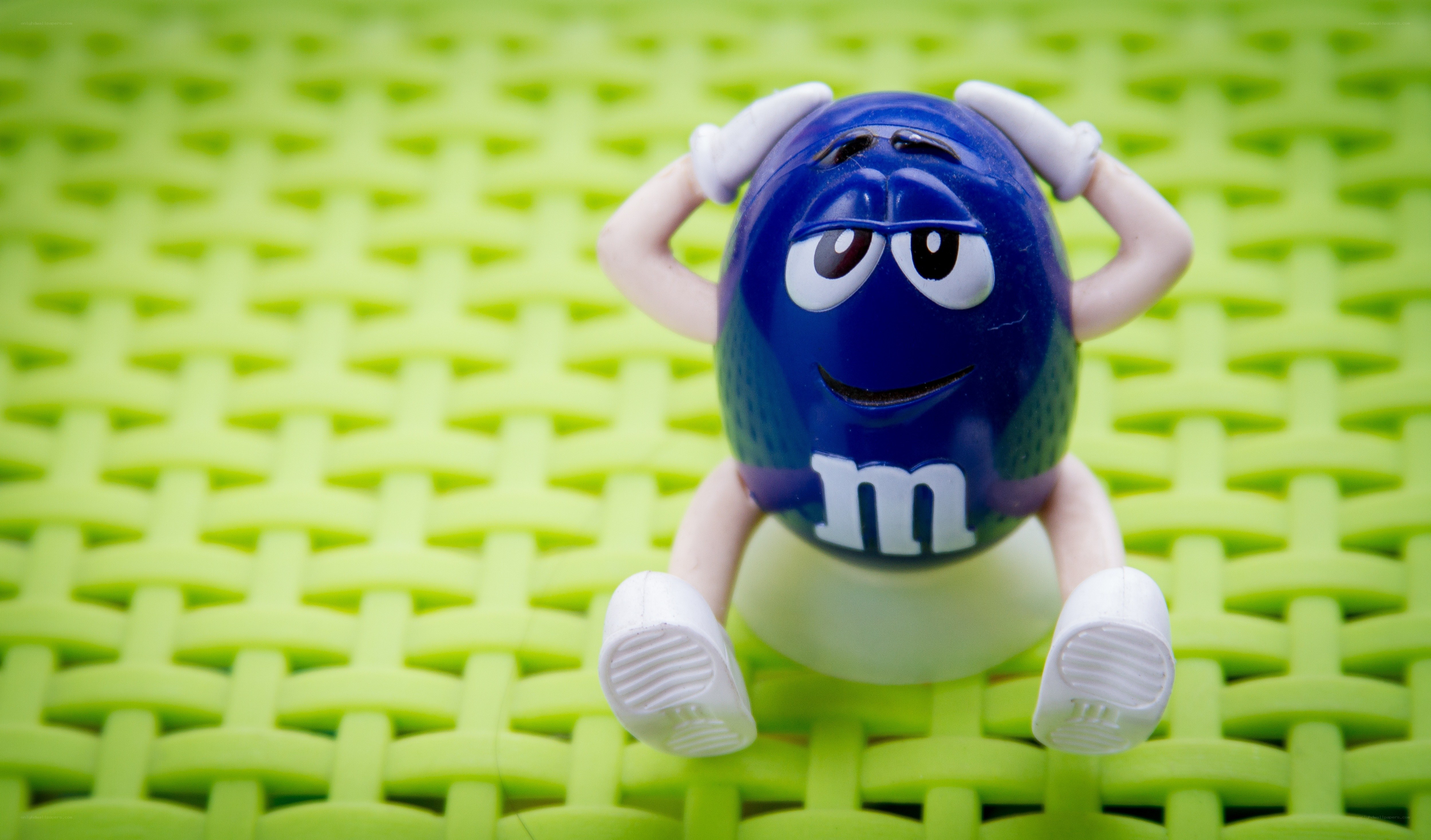 Blue M&M character toy